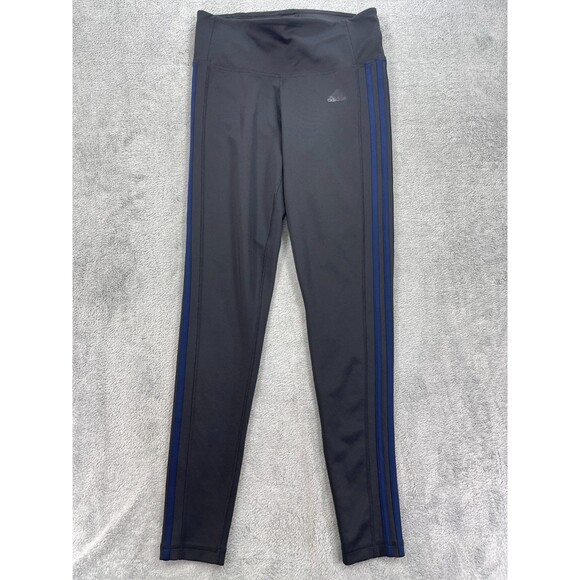 Adidas Climalite Leggings Women Medium Black Optime Essentials 3 Stripes Stretch - Picture 1 of 12